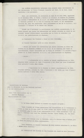 Bouclage Sud-Ouest en agglomération, subvention du fond spécial d'investissement routier. Acquisition de terrains pour la déviation de la rue Marchand Saillant à la rue Labillardière, pose d'une canalisation sur le terrain Faucheux, Mr FONTAINE, Mme FAUCHEUX Charles épouse VANDEL 18 rue Denis Papin, régularisation de l'acte.