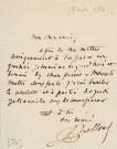 Lettre autographe signée de l'écrivain Amédée de Rolland à l'acteur Adolphe Laferrière [février 1861] .