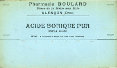 Pharmacie Boulard, boîtes en carton pour l'acide borique pur extra blanc, couleur bleu (21x13x 9.5) (19.5 x 10 x 7.2)