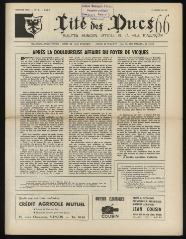 Cité des Ducs, bulletin municipal officiel de la Ville d'Alençon n°6 (octobre 1966).