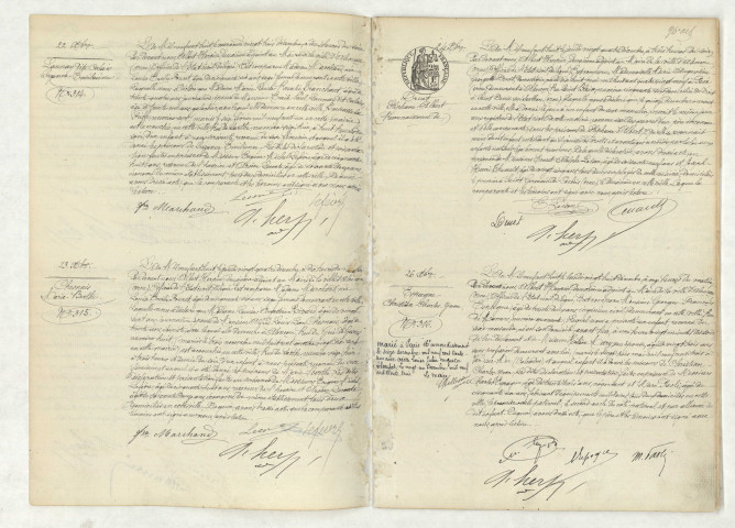 Acte de naissance de LAUNAY DITE CALAIS Suzanne Emilienne (22 décembre 1908),acte de naissance de CHESNAIS Marie Berthe (23 décembre 1908),reconnaissance de DRUET Stéphane Albert (24 décembre 1908),acte de naissance de ESPAGNE Christian Charles Yvon (26 décembre 1908).