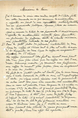 Étude sur les promenades publiques, les squares, les places et avenues (25 octobre 1938).
