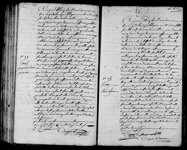 Acte de naissance de CAREL Jacqueline Louise Geneviève (27 septembre 1796),acte de naissance de NOURY Claire Désirée (29 septembre 1796).