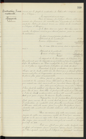 Hospice d'Alençon, construction d'une maternité, rapport