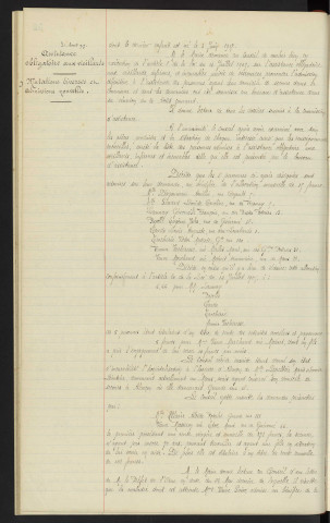 Assistance obligatoire aux vieillard, infirmes et incurables, mutation diverses et admissions nouvelles