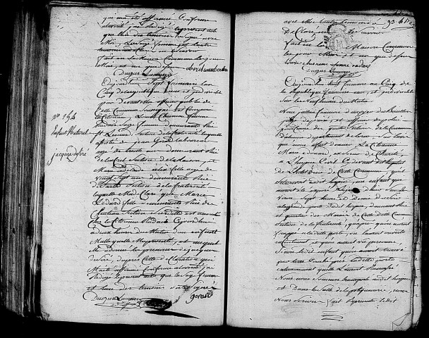 Acte de naissance de MARCHAND Jean Baptiste Amand (27 novembre 1796),acte de naissance de LE DARD Jacques Désiré enfant naturel (27 novembre 1796).