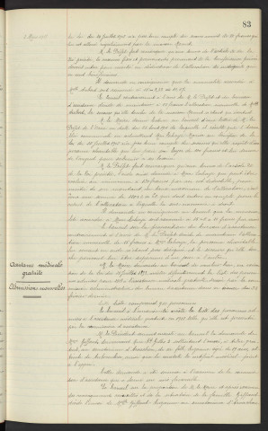 Assistance obligatoire aux vieillards, infirmes et incurables, admissions nouvelles et mutations diverses. Assistance médicale gratuite, admissions nouvelles