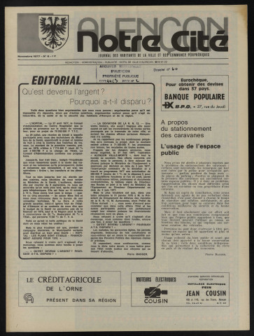 Alençon Notre Cité, journal des habitants de la Ville et des communes périphériques n°6 (novembre 1977).