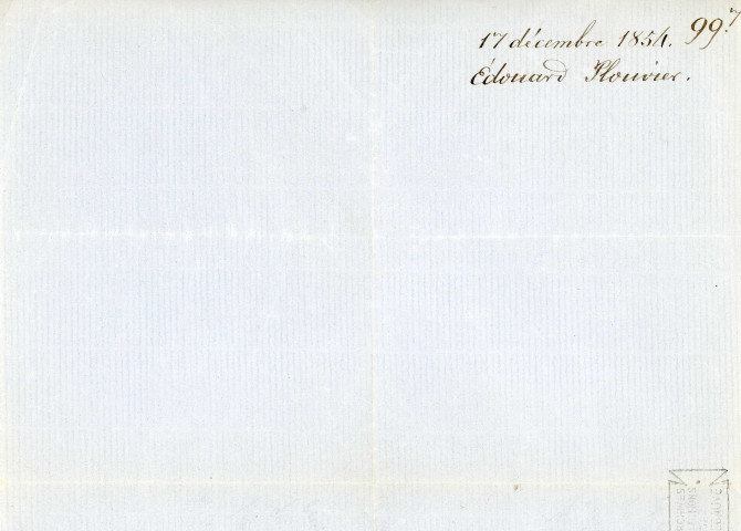 Lettre autographe signée de l'écrivain Edouard Plouvier à l'acteur Adolphe Laferrière (1854).