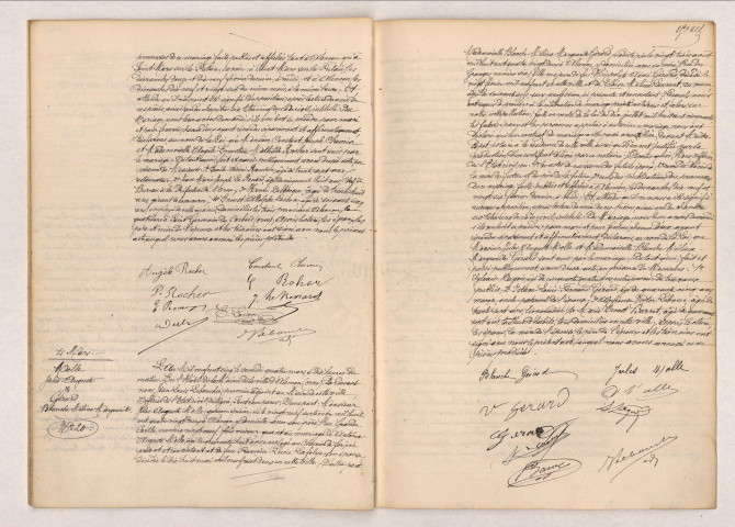 Acte de mariage de CHEMIN Constant Joseph et ROCHER Angèle Ernestine Mathilde (3 mars 1905), acte de mariage de MOLLE Jules Auguste et GÉRARD Blanche Mélina Marguerite (4 mars 1905).
