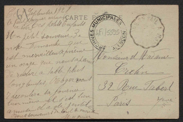 Condé-sur-Sarthe (Orne), Le pont percé, carte postale semi-moderne noir et blanc, cliché de Beaunay, (date d'utilisation : 09 septembre 1928), (14x9), acquisition 2021, AMA.