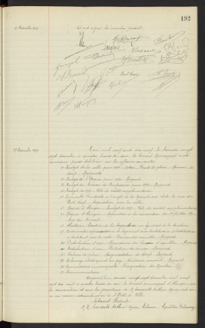 Sommaire sur les affaires à délibérer