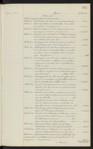 Comptabilité de la ville, budget supplémentaire de 1916, rapport