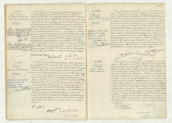 Acte de naissance de LE PROVOST DE LAUNAY Odette Marie Louise Marthe (6 juillet 1904),acte de naissance de DECAEN Germaine Paulette Marie (8 juillet 1904),acte de naissance de MACHPY Marguerite Angèle Emilienne (10 juillet 1904),reconnaissance de LELABOUR Jeanne Marie (11 juillet 1904).
