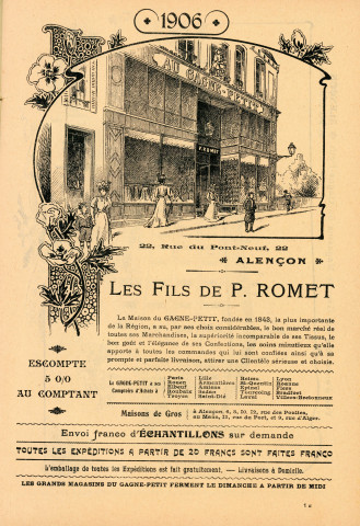 Grands Magasins du Gagne-Petit, publicité : agenda (1906).