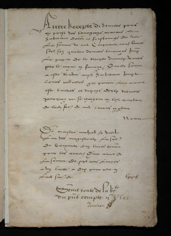 Comptes, état des finances (1552)