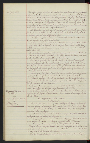 Hospice d'Alençon, construction d'un pavillon de visites médicales pour les filles publiques aux frais de la Ville. Arrosage des rues de la Ville, organisation du service : rapports
