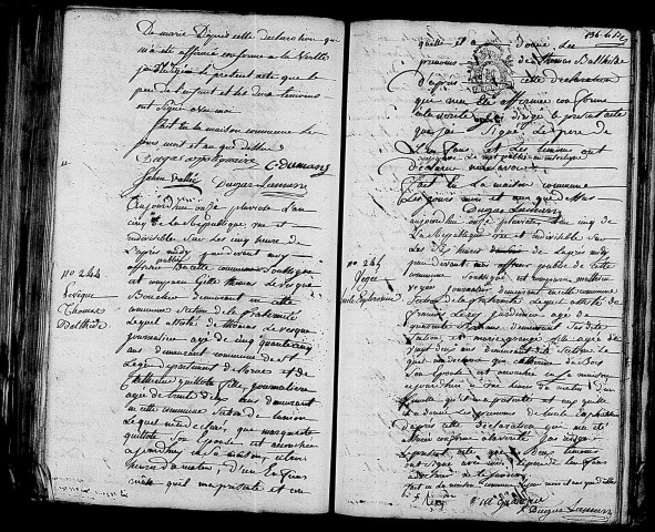 Acte de naissance de DUGAS Marie (27 janvier 1797),acte de naissance de LEVESQUE Thomas Bathilde (30 janvier 1797),acte de naissance de VEGEE Lucile Euphrosine (30 janvier 1797).