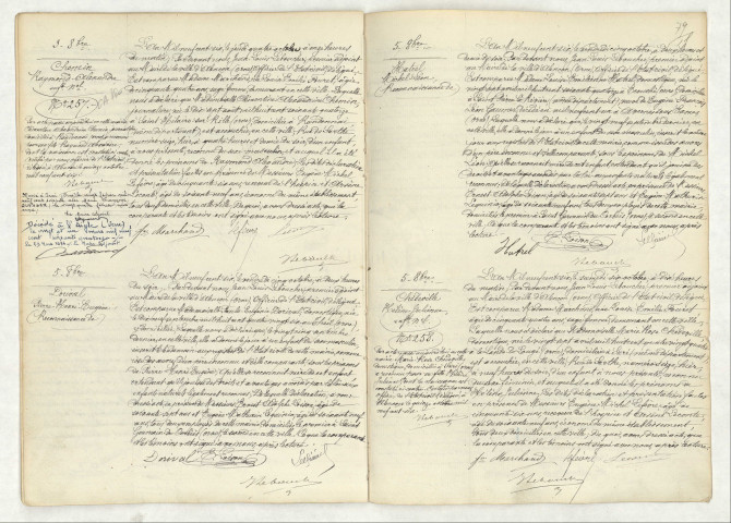 Acte de naissance de CHEMIN Raymond Alexandre enfant naturel (3 octobre 1906), reconnaissance de DORIVAL Pierre Henri Eugène (5 octobre 1906), reconnaissance de HATREL Michel Léon (5 octobre 1906), acte de naissance de CHEDEVILLE Hélène Julienne enfant naturel (5 octobre 1906).