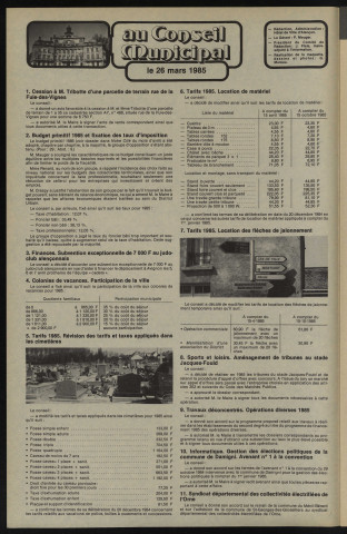 Alençon Notre Cité, journal d'information municipale et districale n°79 (mai 1985).