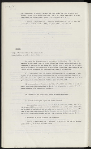Sapeurs-pompiers, logement de fonction boulevard Duchamp, appartement n°4 17 rue Albert Schweitzer. Sports, projet d'avenant visant la location des installations sportives de la ville.