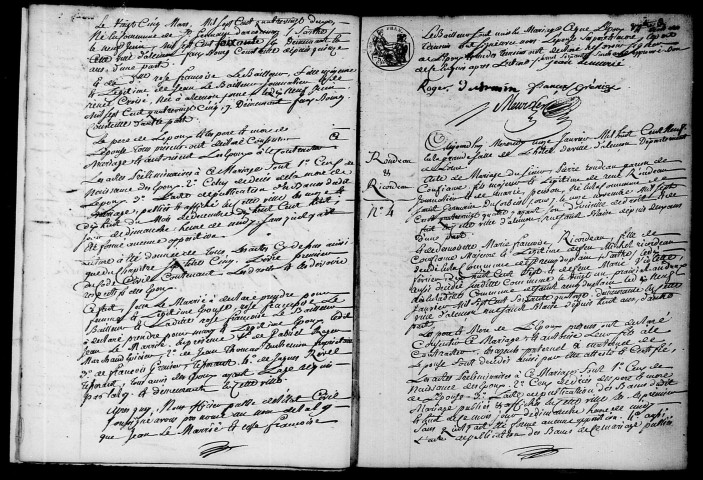 Registre des actes de mariage et divorce (1809).