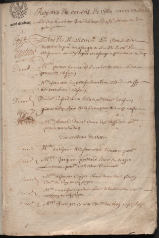 Registre des délibérations du conseil de Ville (18 décembre 1675-8 janvier 1682).