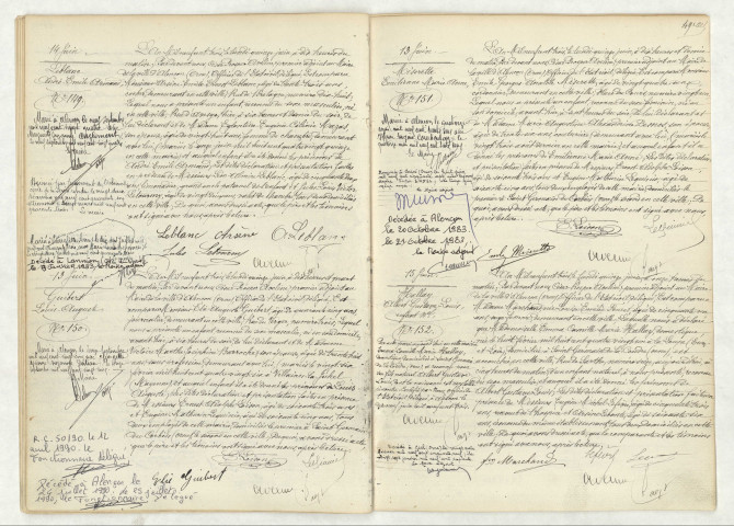 Acte de naissance de LEBLANC André Emile Armand (14 juin 1903),GUIBERT Louis Auguste (13 juin 1903),MISERETTE Emilienne Marie Anne (13 juin 1903),HALLAY Albert Gustave Louis (15 juin 1903).