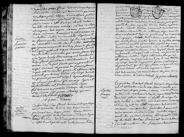 Acte de naissance de BOIVIN Françoise Jeanne (2 mai 1794),acte de naissance de MULOIS Catherine Bastide (5 mai 1794),acte de naissance de MARTIN François René (6 mai 1794).