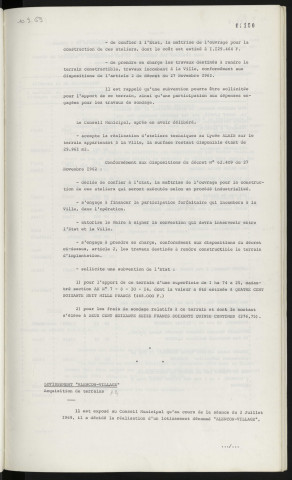 Lycée Alain, construction d'ateliers, maitrise de l'ouvrage, demande de subvention pour l'apport du terrain. Lotissement Alençon Village, acquisition de terrains.