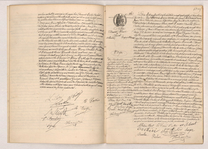 Acte de mariage de FRETTÉ Henry Amant et LORTIE Louise Henriette (23 octobre 1905), acte de mariage de OUTIN Anatole Henri et CLOUET Albertine Eugénie Henriette (28 octobre 1905).