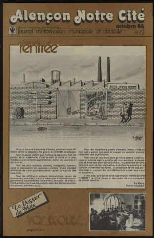 Alençon Notre Cité, journal d'information municipale et districale n°72 (octobre 1984).