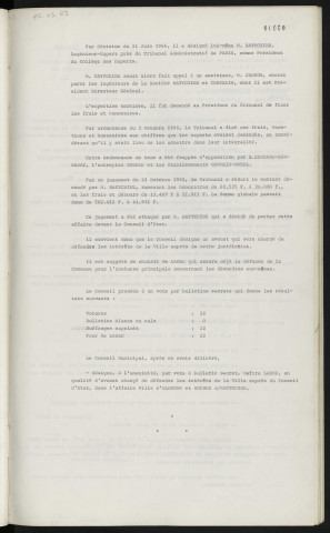 Contentieux, désordres au groupe scolaire Emile Dupont, affaire ville d'Alençon Mr RAYTCHINE, désignation d'un avocat auprès du conseil d'état, opposition des taxes par Mr BESNARD-BERNADAC, l'entreprise GUEBLE et les établissements GERMAINS-MOREL, maitre LABBE avocat.