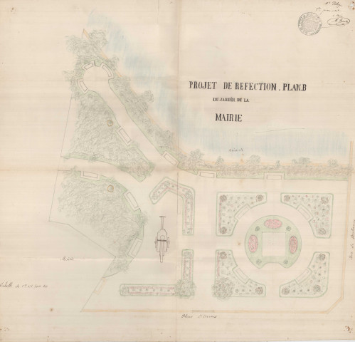 Projet de réfection du jardin de la Mairie, projet B (Établissement Horticole H. Philippe) (éch. 1/100, 1922) (54.6 x 48)