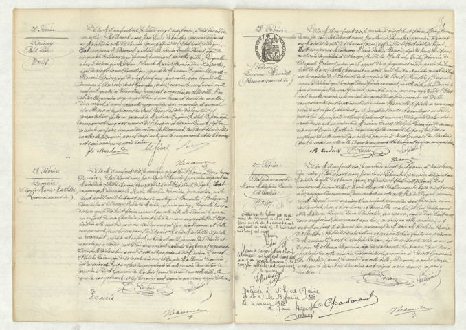 Acte de naissance de LEPINEY Paul Léon (26 février 1906), reconnaissance de LEMIERE Agnès Marie Mathilde (28 février 1906), reconnaissance de BODENES Lucienne Henriette (28 février 1906), acte de naissance de CHAUDEMANCHE Marie Madeleine Louise Albertine (27 février 1906).