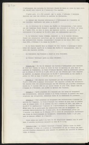 Emprunt de 80 000 F auprès de la caisse des dépôts et consignations pour équipements sportifs.