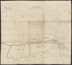 Alençon, rivière de la Briante, cours d'eau et usines : plan et profils relatifs au règlement de la retenue du Moulin de Lancrel (ech : 1/200) (6 mars 1834).