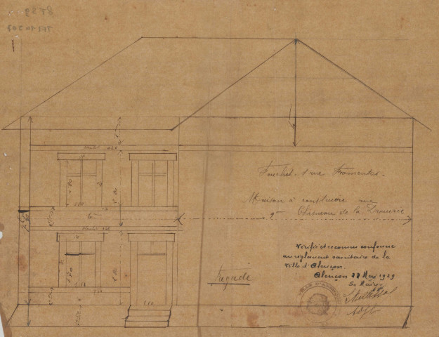 permis de construire n°24, Construction d'une maison d'habitation Rue Chesneau de la Drouerie Alençon, (date de décision : 22/05/1929).
