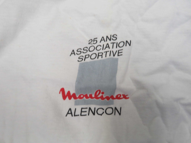 Tee-shirt "25 ans association sportive, Moulinex blanc, manche courte, taille XL, (coton), Alençon Moulinex, don de l'association Moulinex Jean Mantelet.