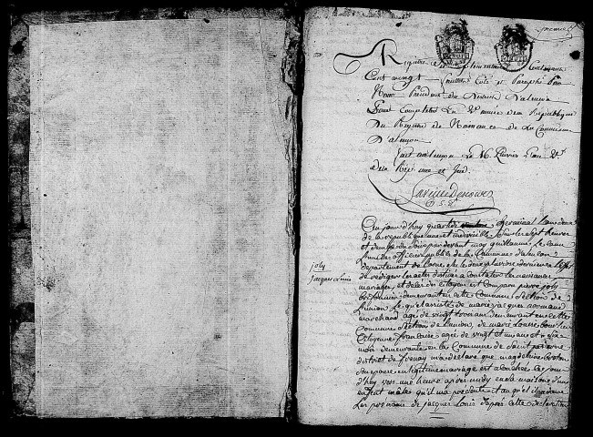 Acte de naissance de COURMASSEUR Hyacinthe Rose (28 mai 1794),acte de naissance de LEFERT Anne Marie (27 mai 1794),acte de naissance de CHOUASNE Marie Monique (29 mai 1794).