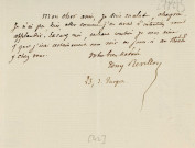 Lettre autographe signée de l'écrivain Tony Révillon à l'acteur Adolphe Laferrière [1860].