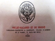 Odolant Desnos, Léon de la Sicotière, Mémoires historiques sur la ville d'Alençon et ses seigneurs ; précédés d'une dissertation sur les peuples qui ont habité anciennement le duché d'Alençon et le Comté du Perche et sur l'état ancien de ces pays, Alençon, Poulet-Malassis et De Broise, 1861, 2 livraisons formant 1 tome (seul paru) en 2 vols in-8 brochés (445p en continue). Seconde édition, 2ème volume.