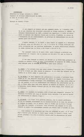 Contentieux, désordres au groupe scolaire Emile Dupont, jugement du tribunal administratif de Caen en date du 29 Avril 1969, recours en conseil d'état.
