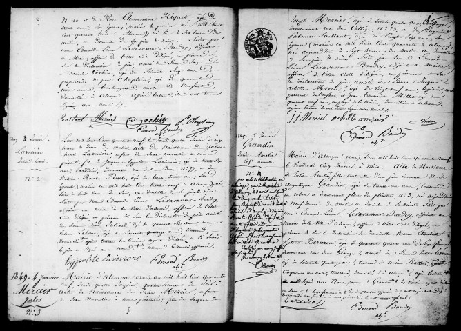 Registre des actes de naissance et adoption (1849).