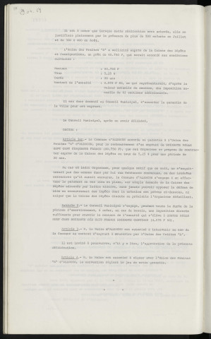 Finances, garantie d'emprunt de 60 750 F à l'Union des petites a Alençon pour la construction d'une piscine.