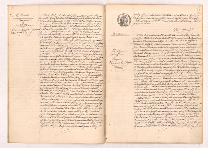 Transcription d'un jugement de divorce de COMPAIN et PELOURDEAU (04 Avril 1907), Acte de mariage de LE BOUC Jules Pierre et GUYON Marguerite Marie Eugénie (06 Avril 1907).