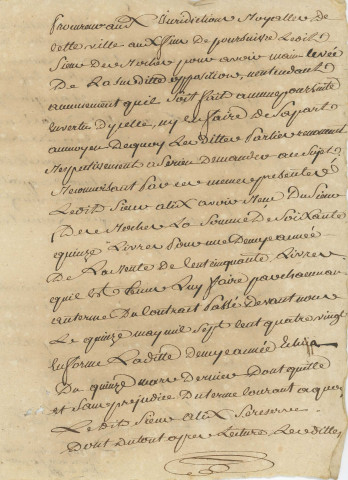 Acte d'opposition au mariage de Sieur Frédéric Alix et Jacqueline Feron par son beau-frère le Sieur Des Roches (24 avril 1784).
