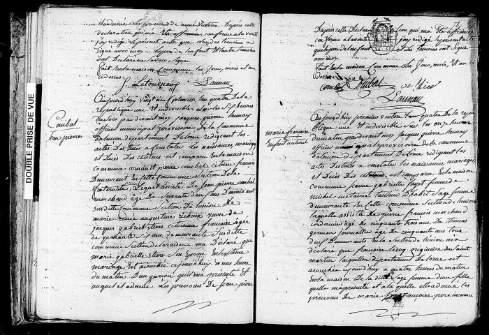 Acte de naissance de CORNEILLE Anne Victoire (15 février 1796),acte de naissance de COMBAL Jean Pierre (18 février 1796),acte de naissance de LECOQ Marie Françoise enfant naturel (20 février 1796).