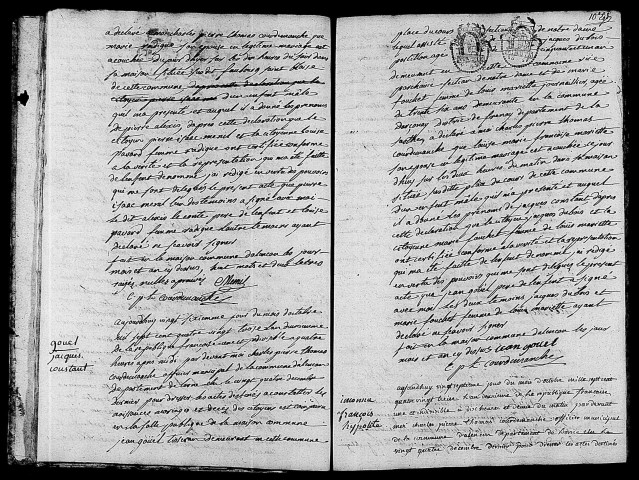 Acte de naissance de LECONTE Pierre Alexis (25 octobre 1793),acte de naissance de GOUEL Jacques Constant (26 octobre 1793),acte de naissance de MARIGNI François Hyppolite enfant naturel (26 octobre 1793).