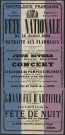 Fête nationale du quatorze juillet 1882, signé le Maire Marchand, E. Renaut-de-Broise imprimeur Litographe, affiche (189 cm x 84 cm).
